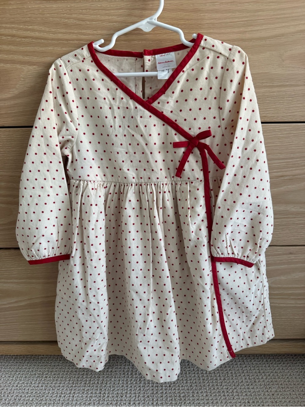 Hanna Andersson Cream and Red Polka Dot Toddler Dress Size 4